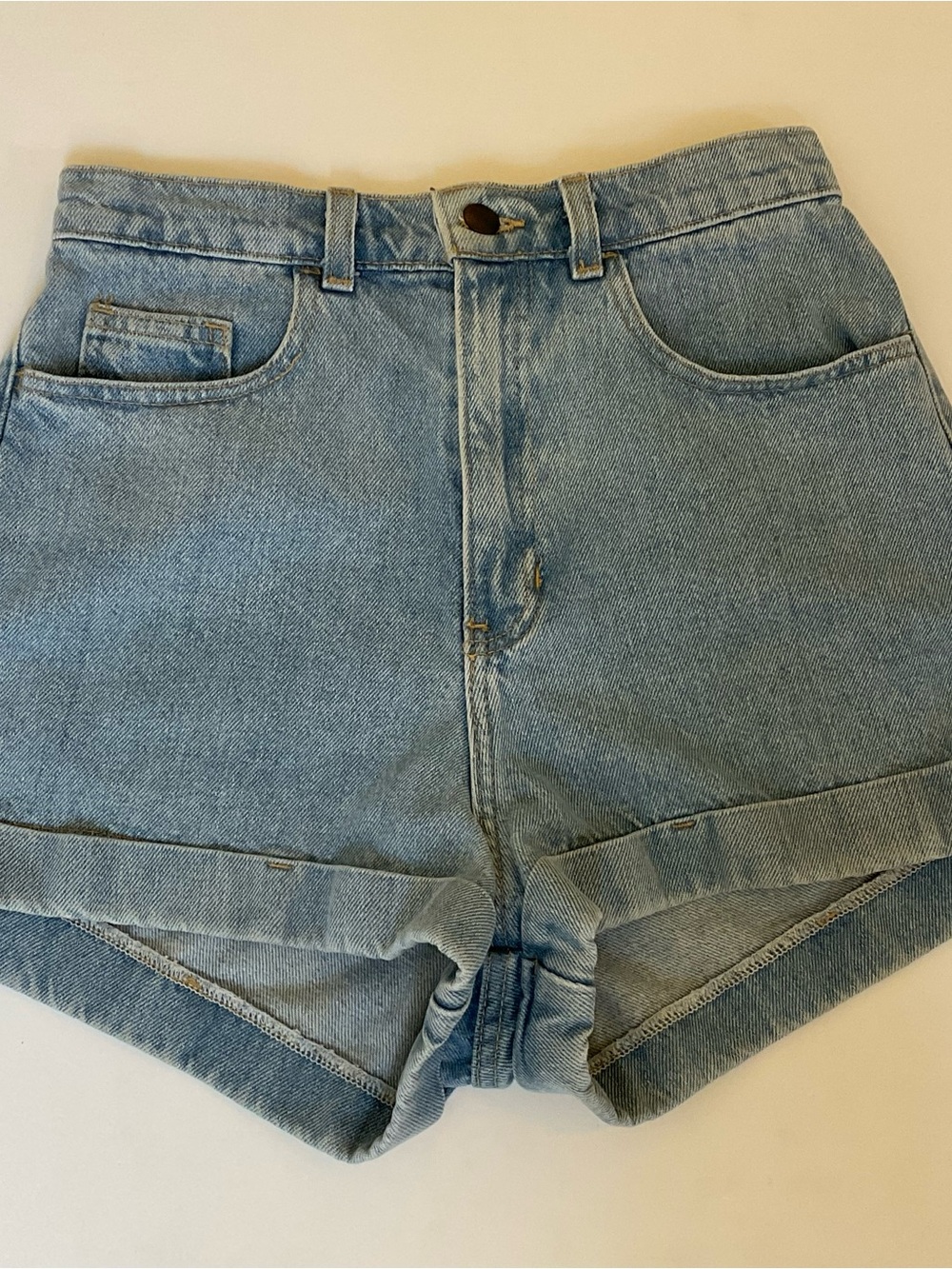 American Apparel High Waist Cuff Jean Shorts 28 - Picture 2 of 14